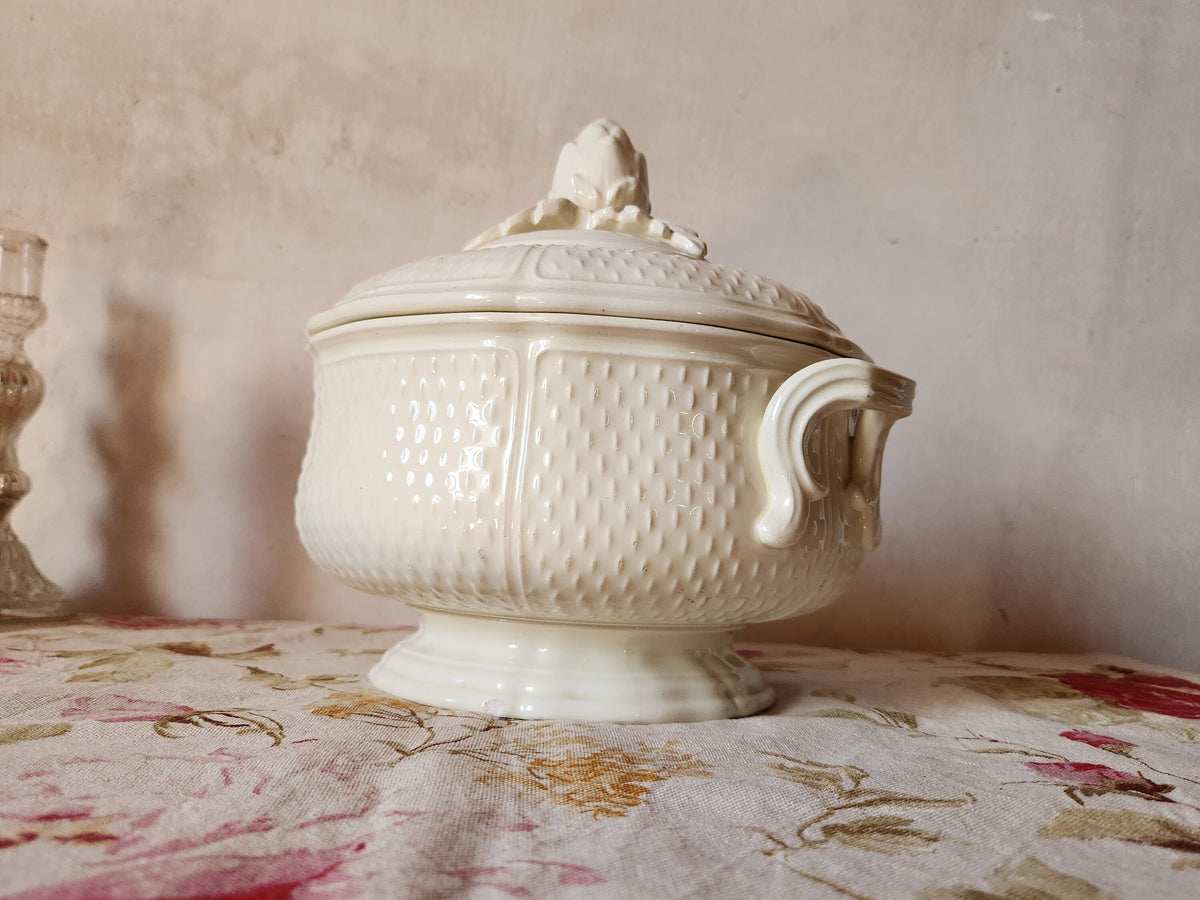 Vintage GIEN French Ironstone Soup Tureen: Pont Aux Choux, Artichoke Lid