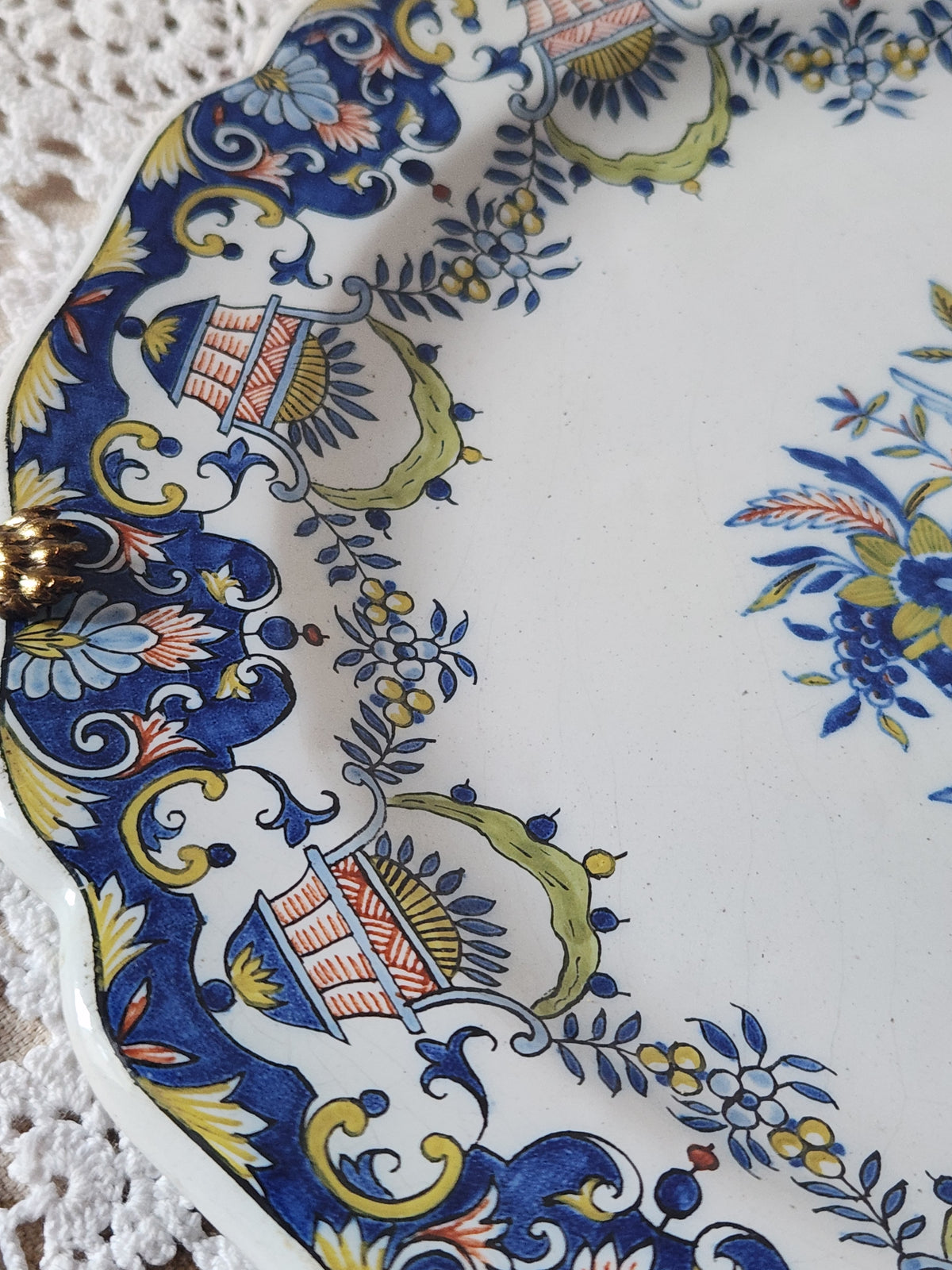 Antique Quimper First Mark 'HB' Plate French 19th Century Cherub
