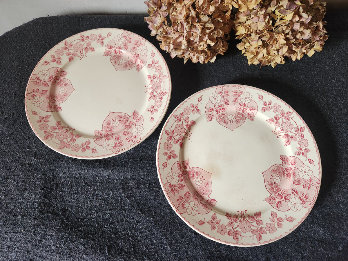 Antique French 1900 Sarreguemines Faience Cake Stands