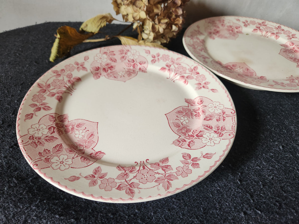 Antique French 1900 Sarreguemines Faience Cake Stands