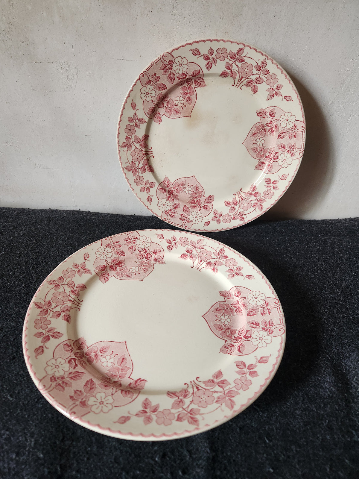Antique French 1900 Sarreguemines Faience Cake Stands
