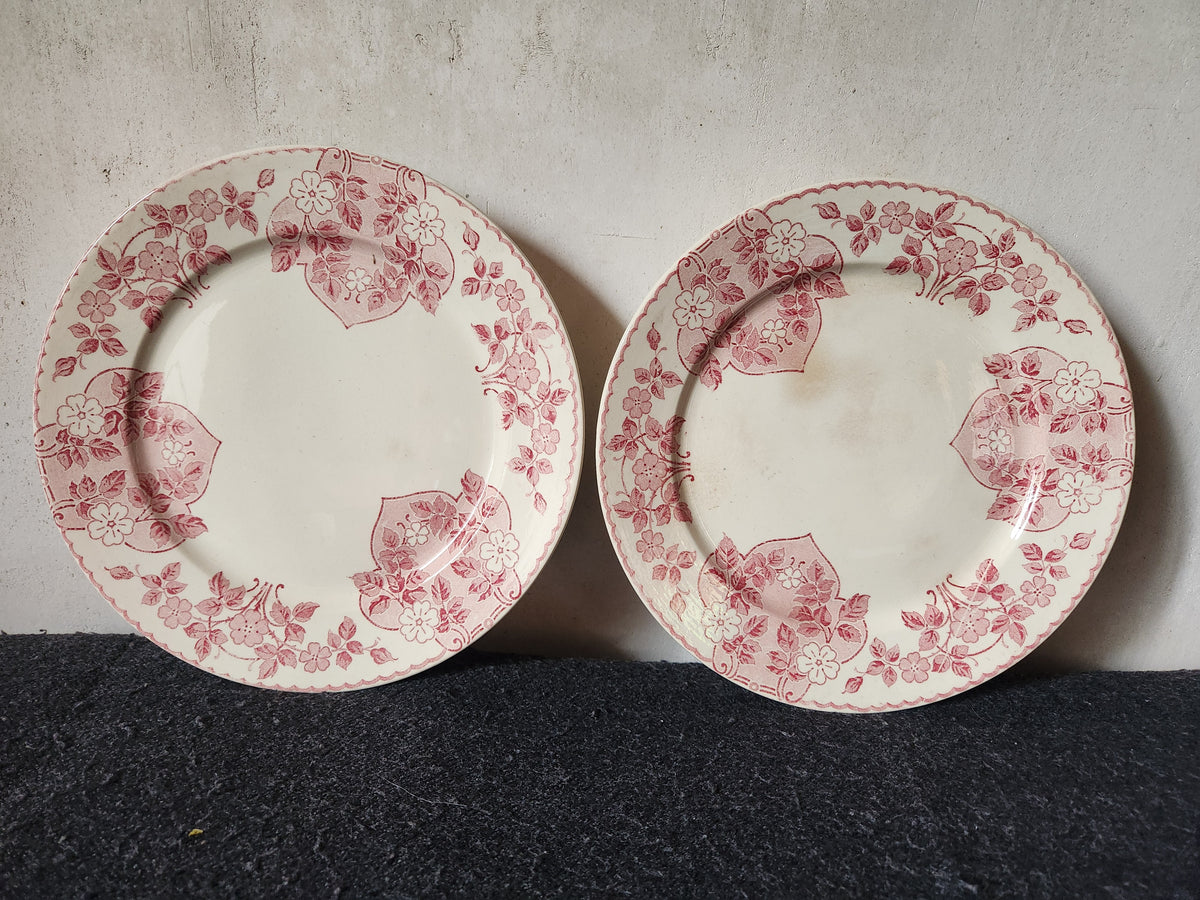 Antique French 1900 Sarreguemines Faience Cake Stands