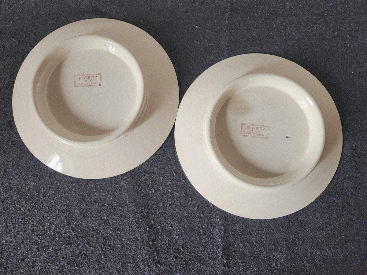 Antique French 1900 Sarreguemines Faience Cake Stands