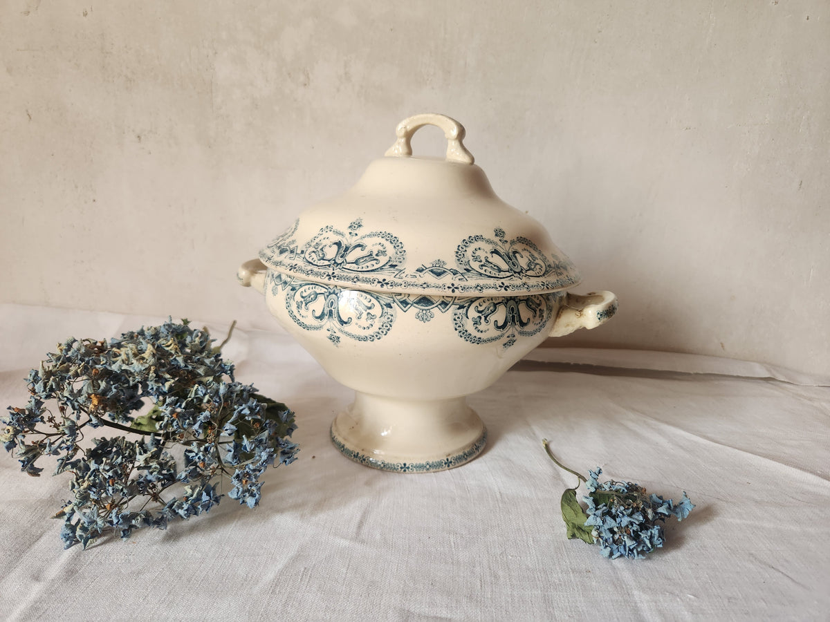 Antique French 19th Century Ironstone Tureen Bowl Au Planter De Caiffa