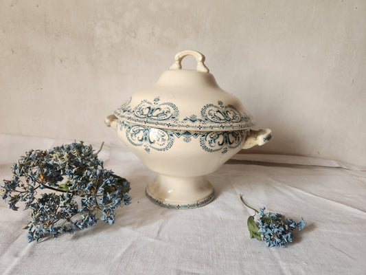 Antique French 19th Century Ironstone Tureen Bowl Au Planter De Caiffa
