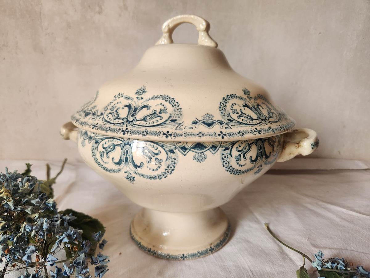 Antique French 19th Century Ironstone Tureen Bowl Au Planter De Caiffa