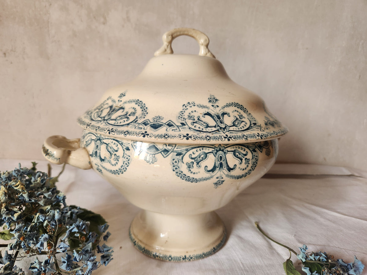 Antique French 19th Century Ironstone Tureen Bowl Au Planter De Caiffa