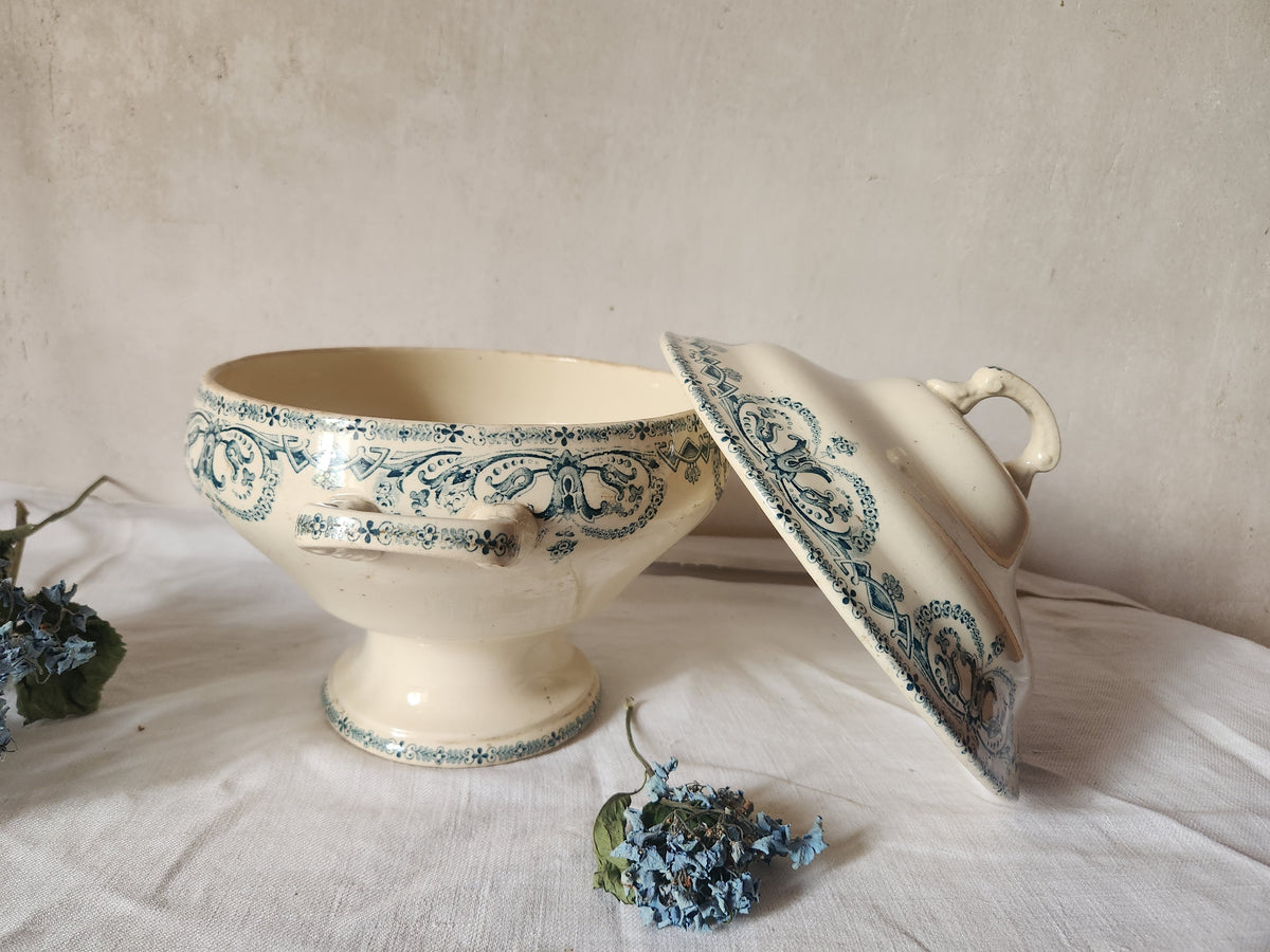 Antique French 19th Century Ironstone Tureen Bowl Au Planter De Caiffa
