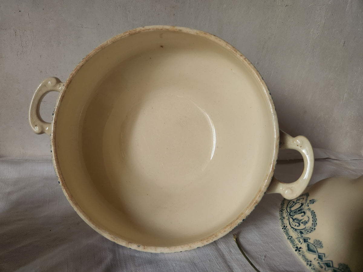 Antique French 19th Century Ironstone Tureen Bowl Au Planter De Caiffa