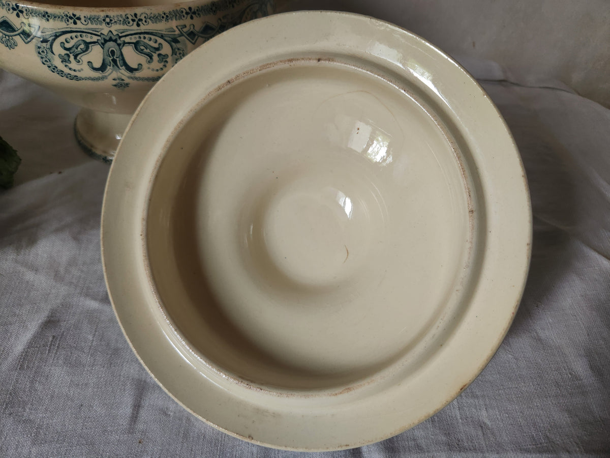 Antique French 19th Century Ironstone Tureen Bowl Au Planter De Caiffa