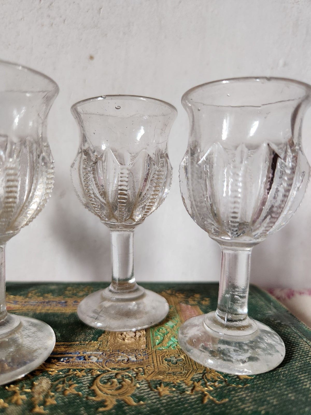 Antique EAPG Stem Cordial Glass - Bubble Glass