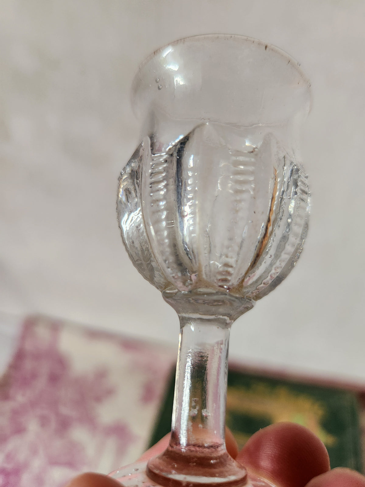 Antique EAPG Stem Cordial Glass - Bubble Glass