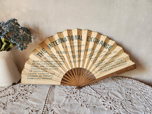 Antique Folding Fan Publicity Ephemera for 'The International Exchange' in Paris
