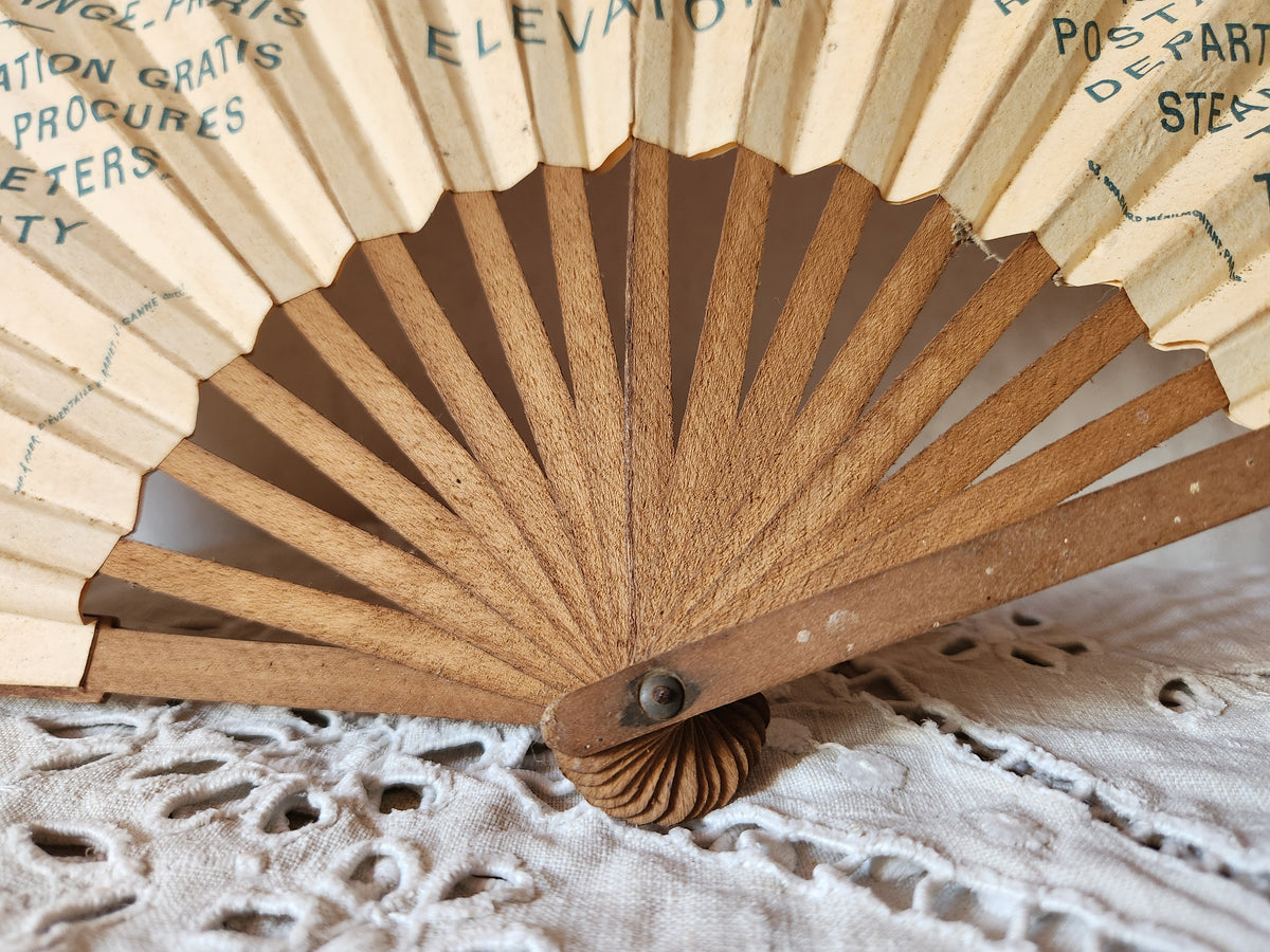 Antique Folding Fan Publicity Ephemera for 'The International Exchange' in Paris