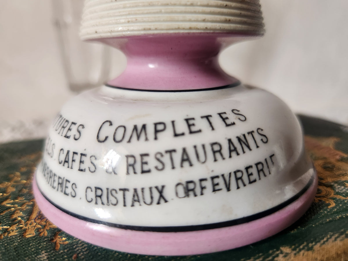 Antique French Bistro Porcelain Pyrogene Match Striker Pot Toulouse Charlionais Pourailly.
