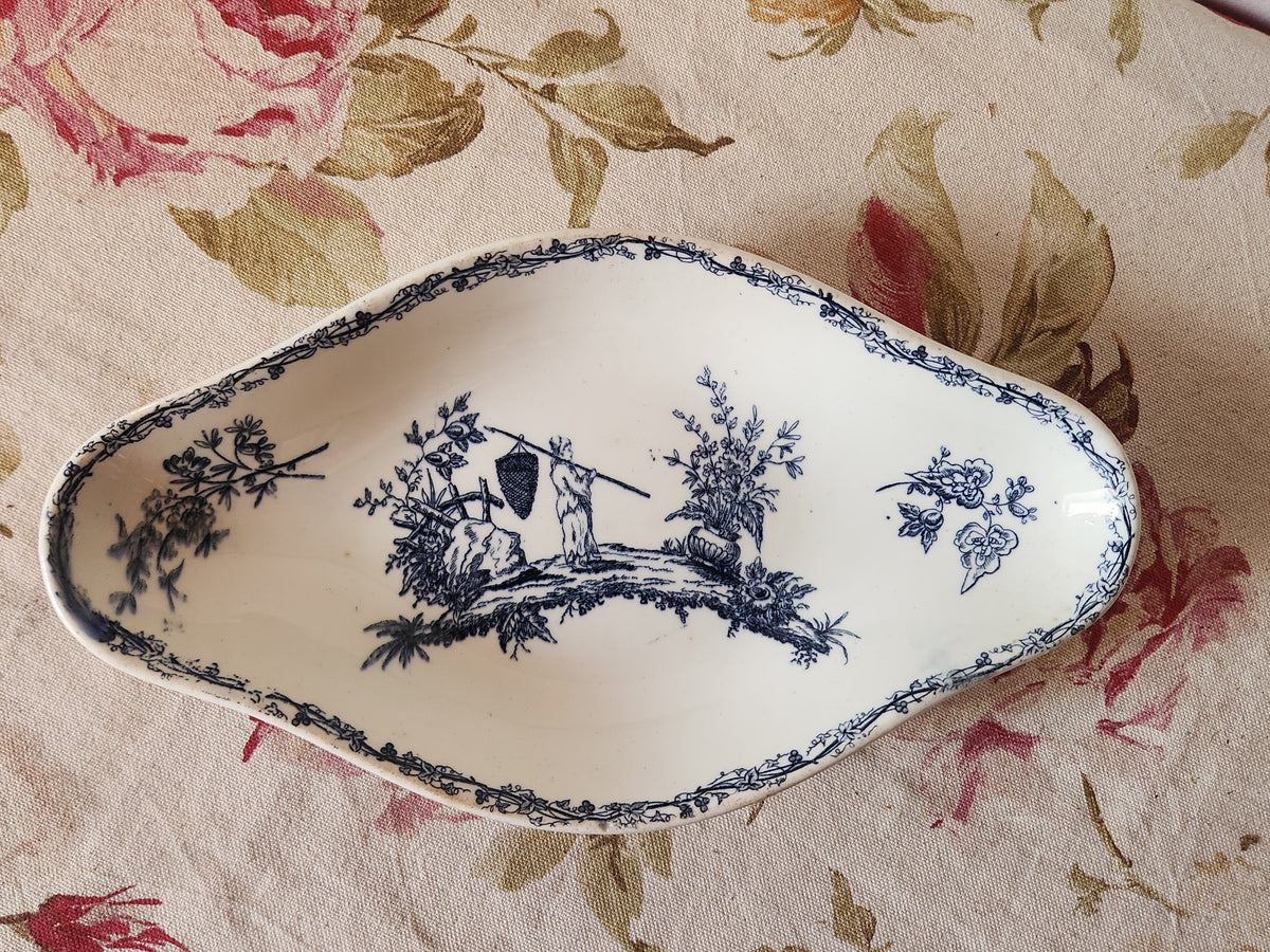 Antique French Keller et Guérin Lunéville Ravier Earthenware Dish
