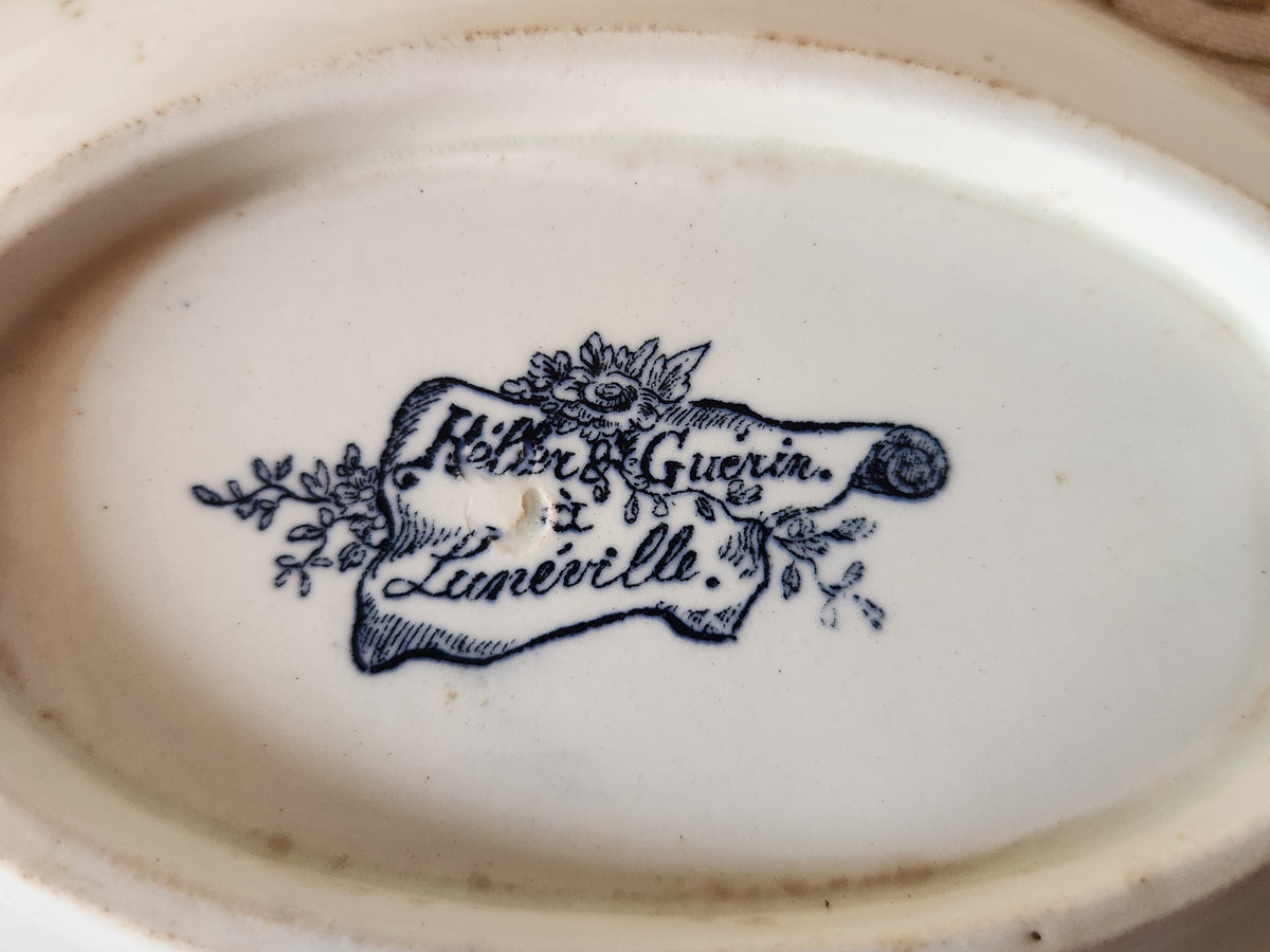 Antique French Keller et Guérin Lunéville Ravier Earthenware Dish