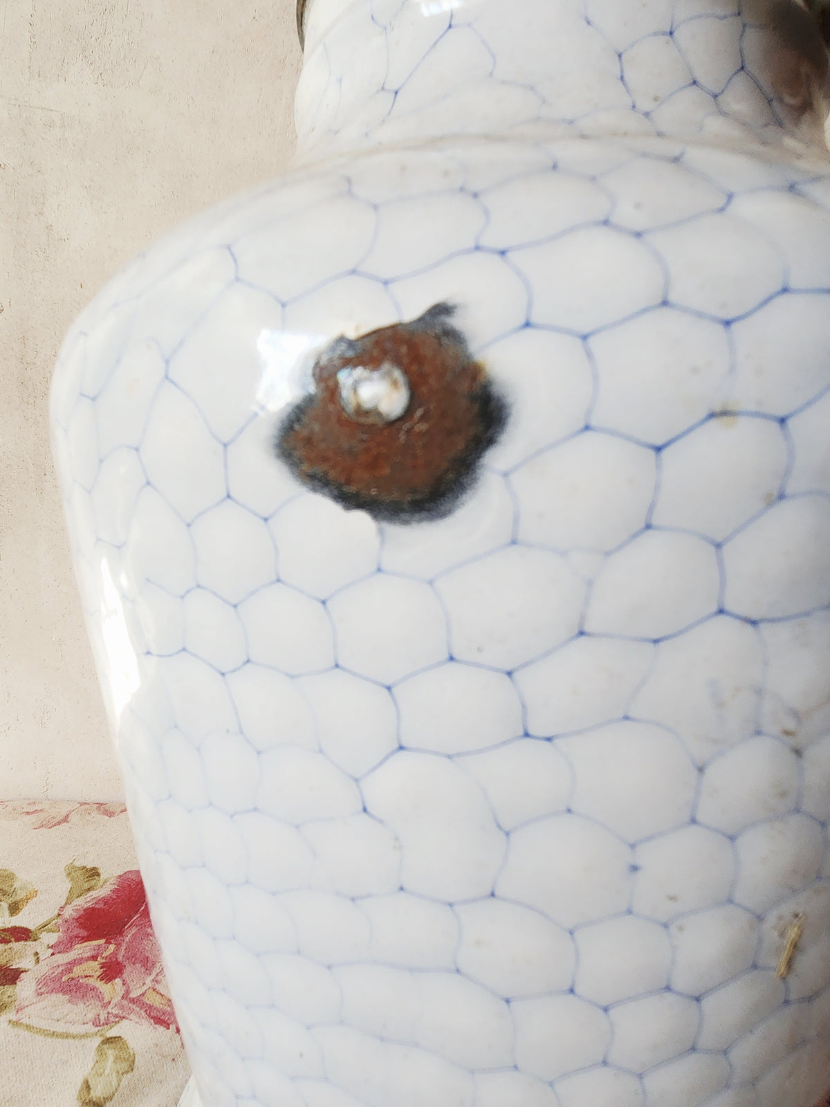 Antique French Large Enamel Watering Can
