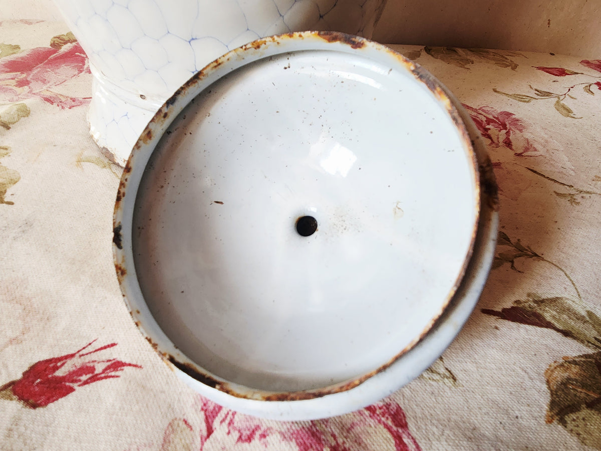 Antique French Large Enamel Watering Can