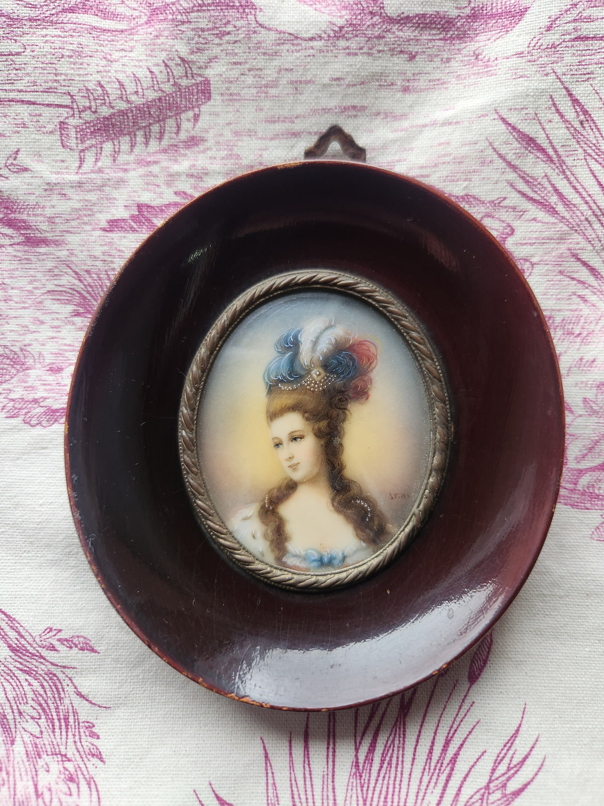 Antique French Signed Miniature Portraits 1800s Louis XVI Style