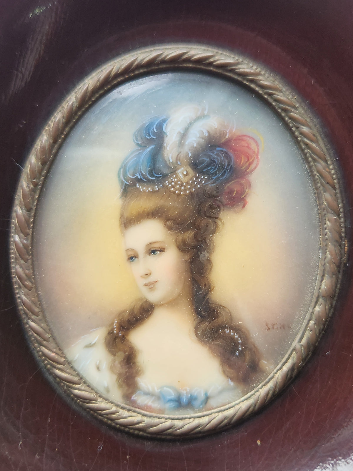 Antique French Signed Miniature Portraits 1800s Louis XVI Style
