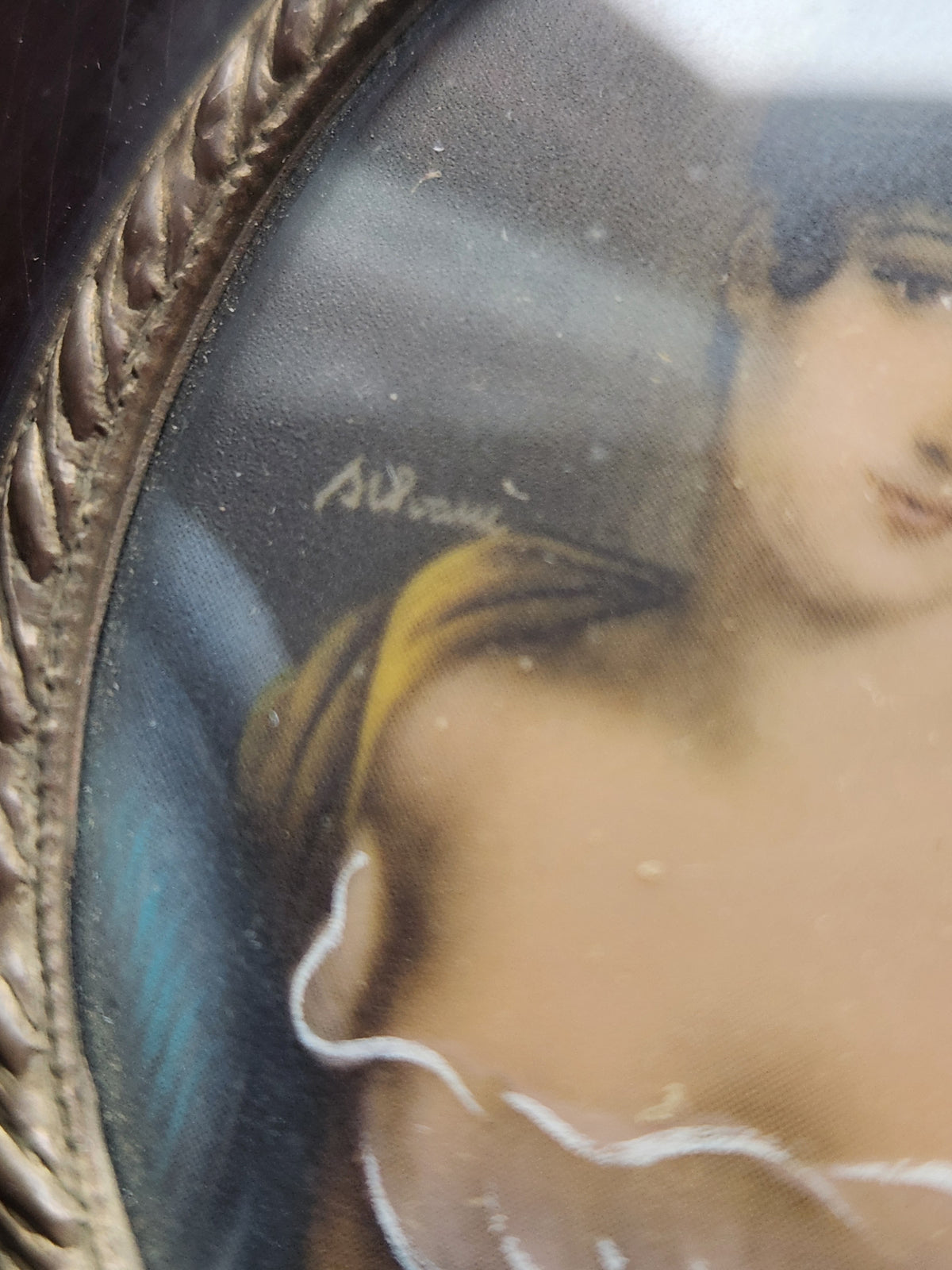 Antique French Signed Miniature Portraits 1800s Louis XVI Style