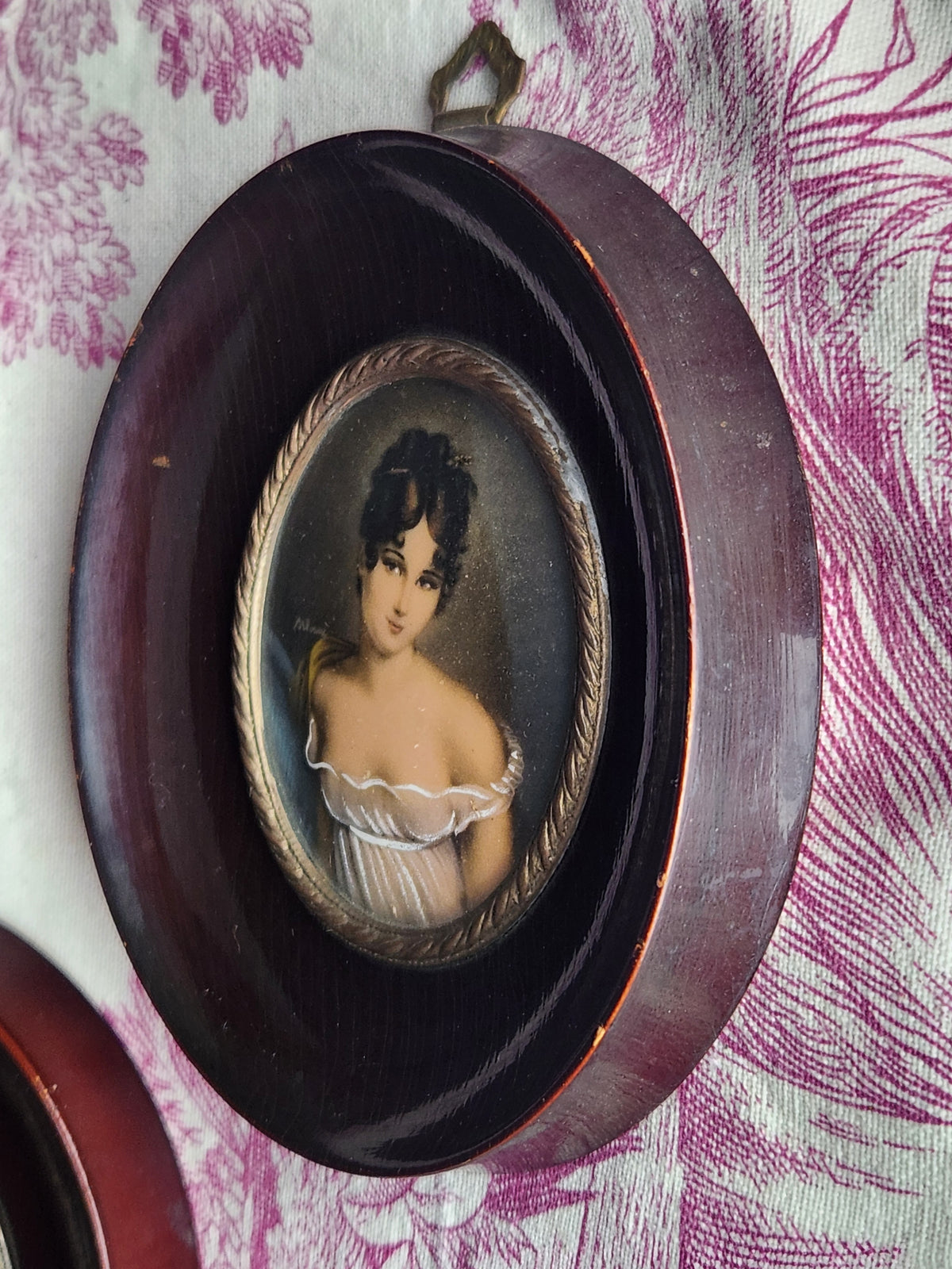 Antique French Signed Miniature Portraits 1800s Louis XVI Style