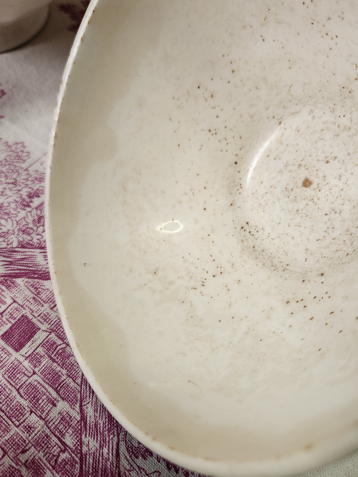Vintage French 2x White & Blue Ironstone Breakfast Hot Chocolate Bowls
