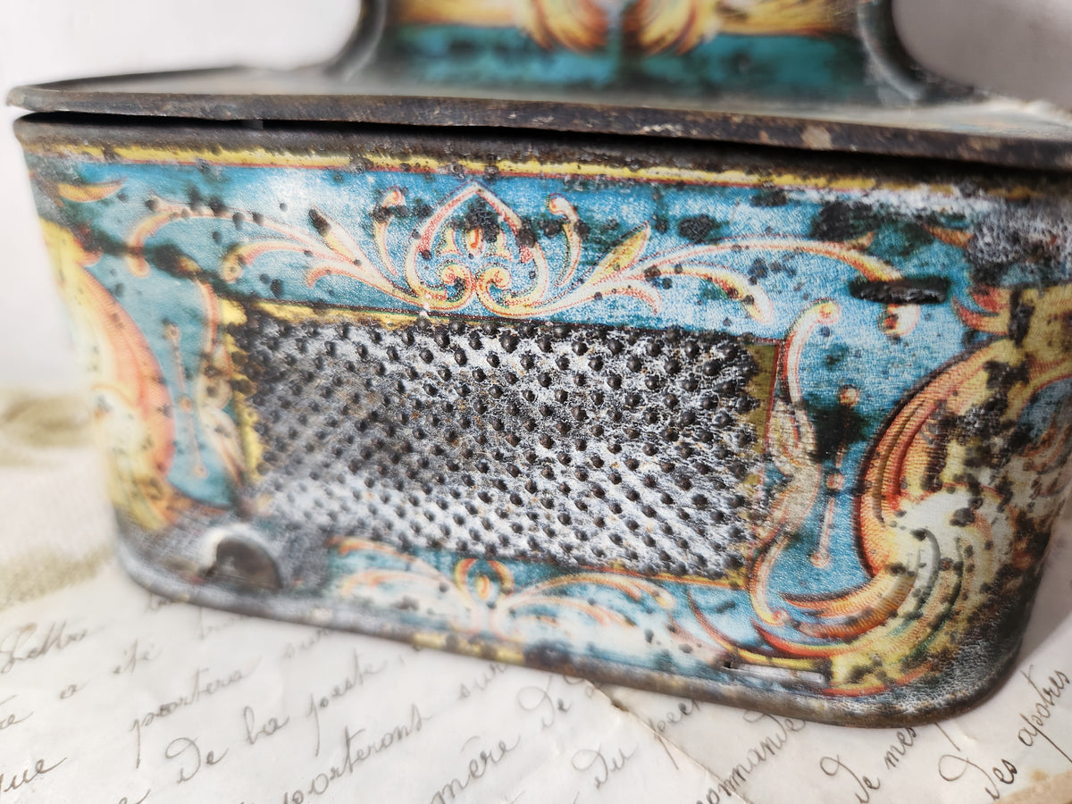 Antique French Tin Pyrogene Matches Holder For Wall Hanging
