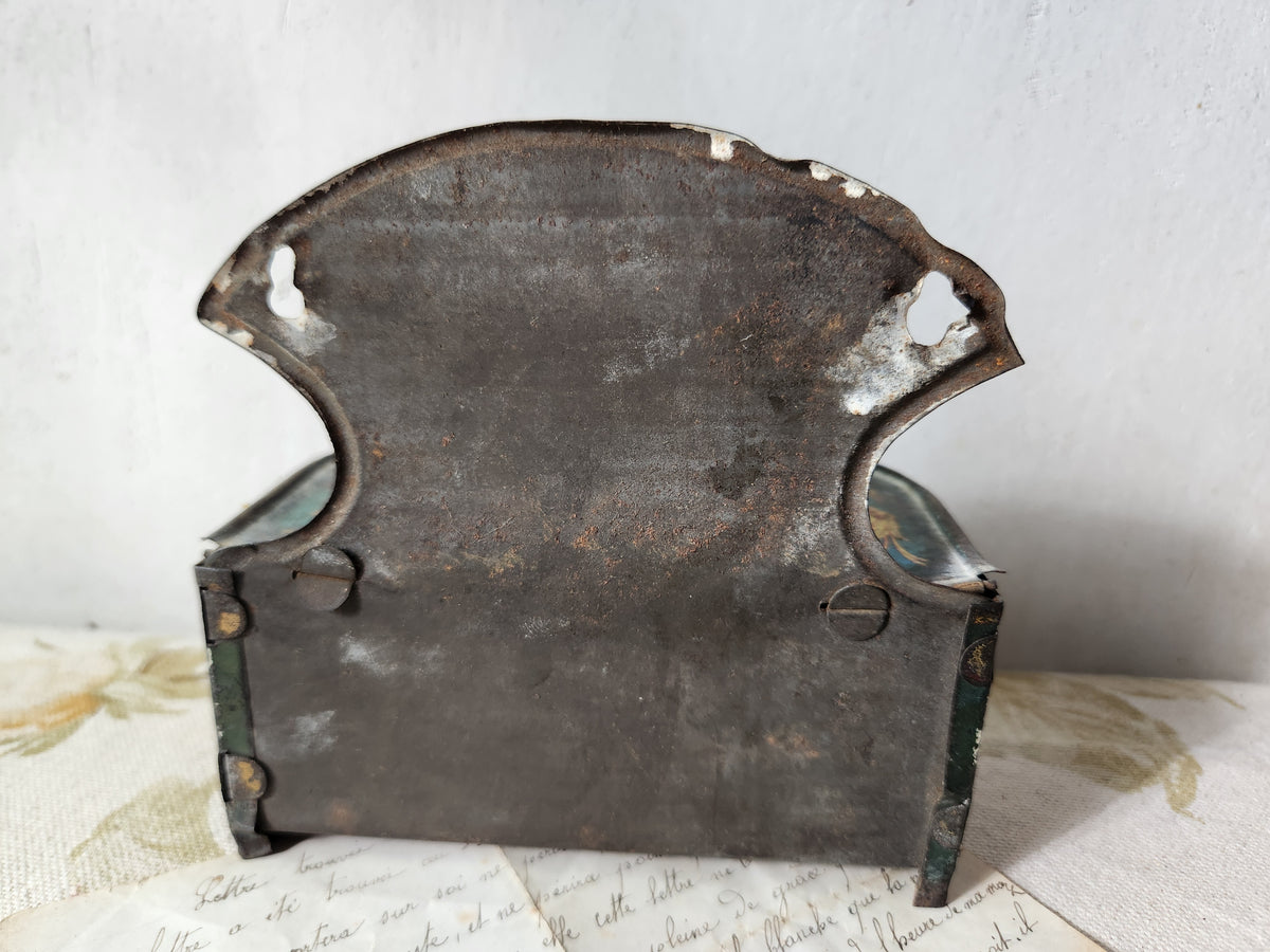 Antique French Tin Pyrogene Matches Holder For Wall Hanging