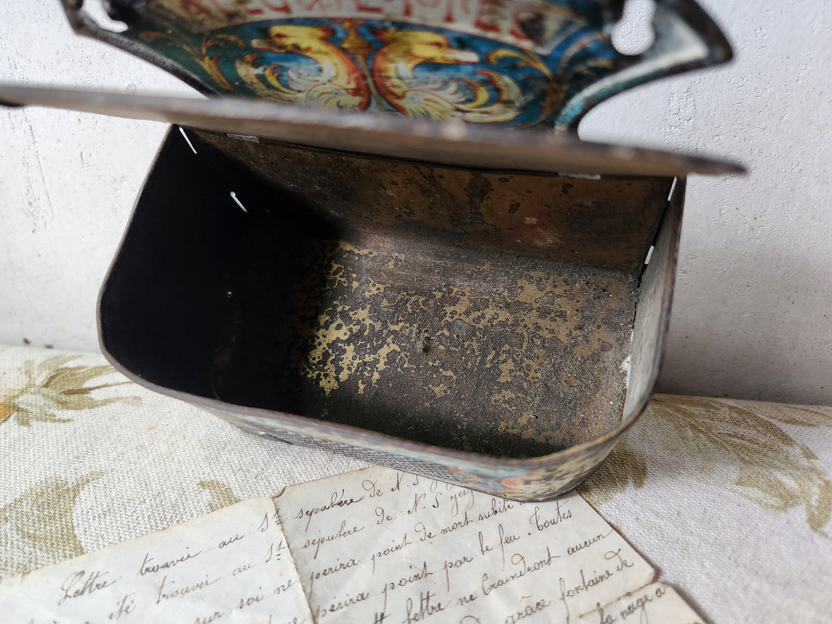 Antique French Tin Pyrogene Matches Holder For Wall Hanging