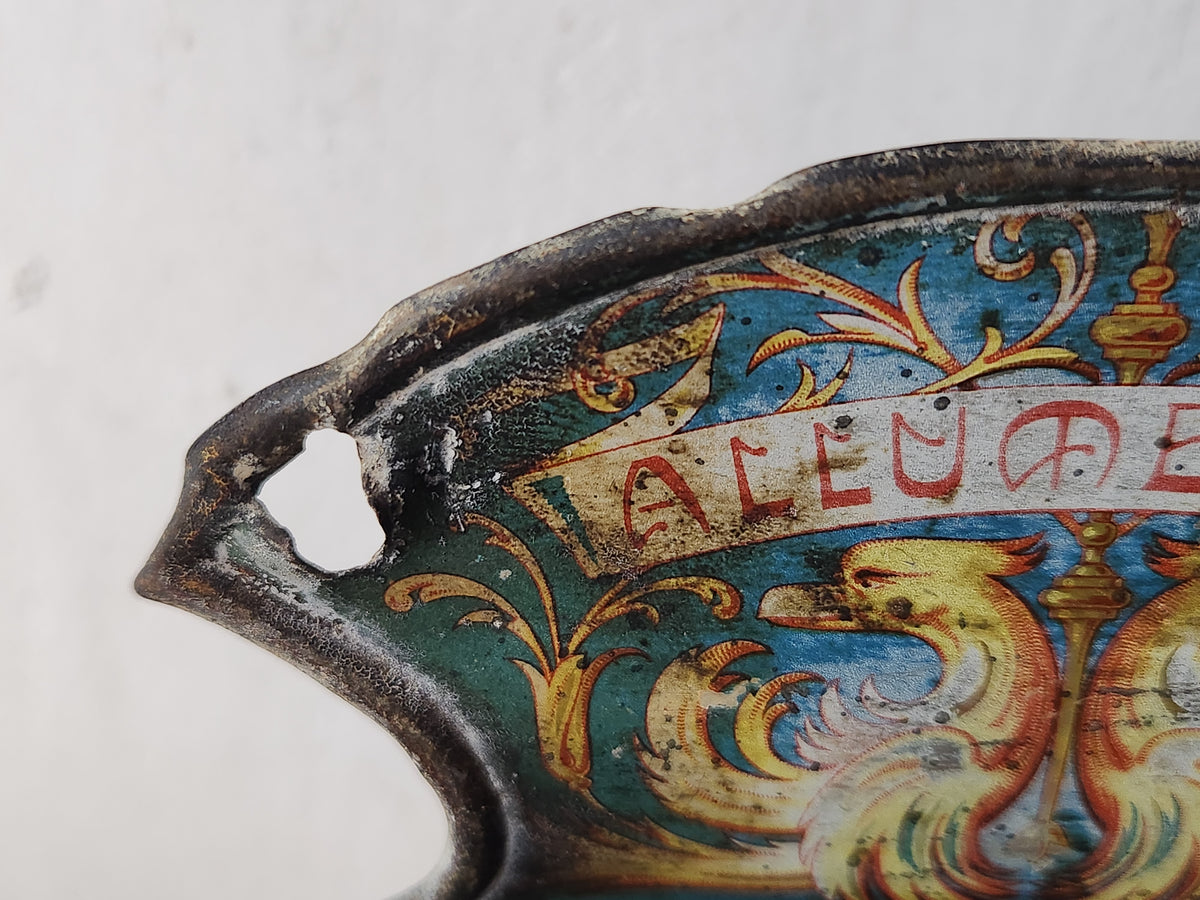 Antique French Tin Pyrogene Matches Holder For Wall Hanging