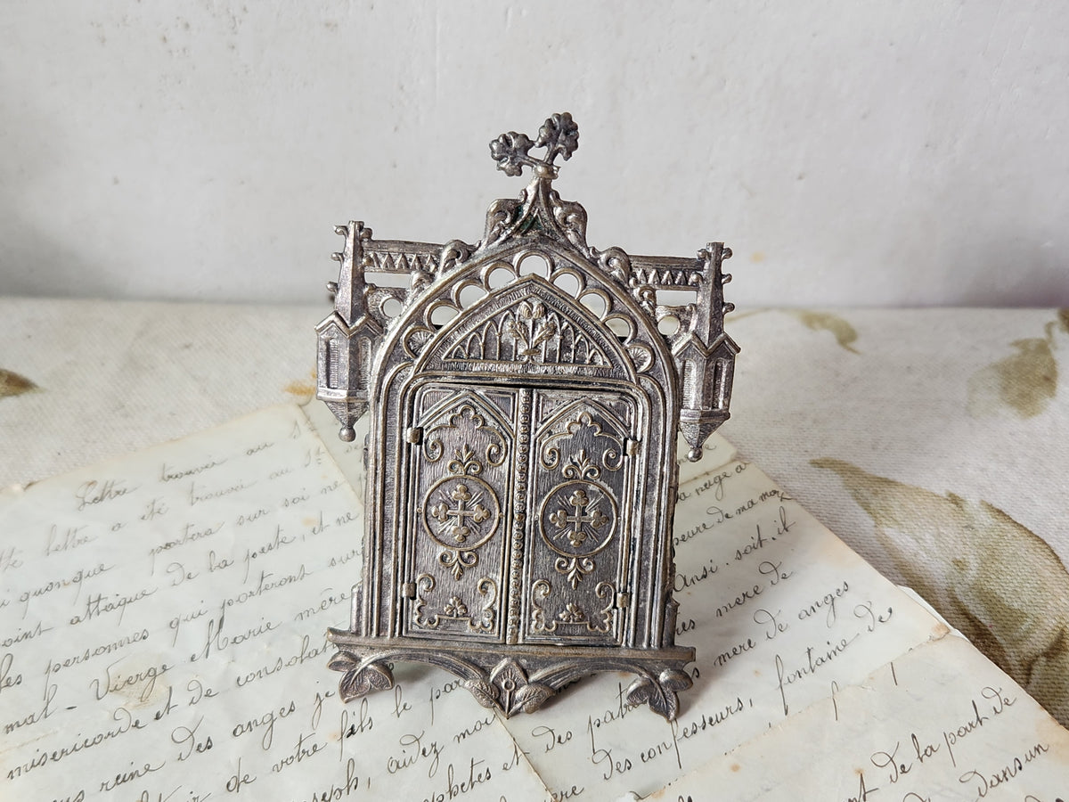 French 1920s St Therese Triptych Portable Pocket Shrine