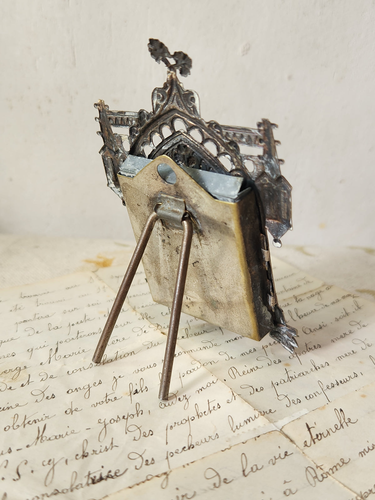 French 1920s St Therese Triptych Portable Pocket Shrine