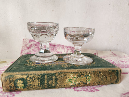 Antique Pair of Mismatched Shallow Penny Lick & Benoit Serres Alcohol Fruit Glass