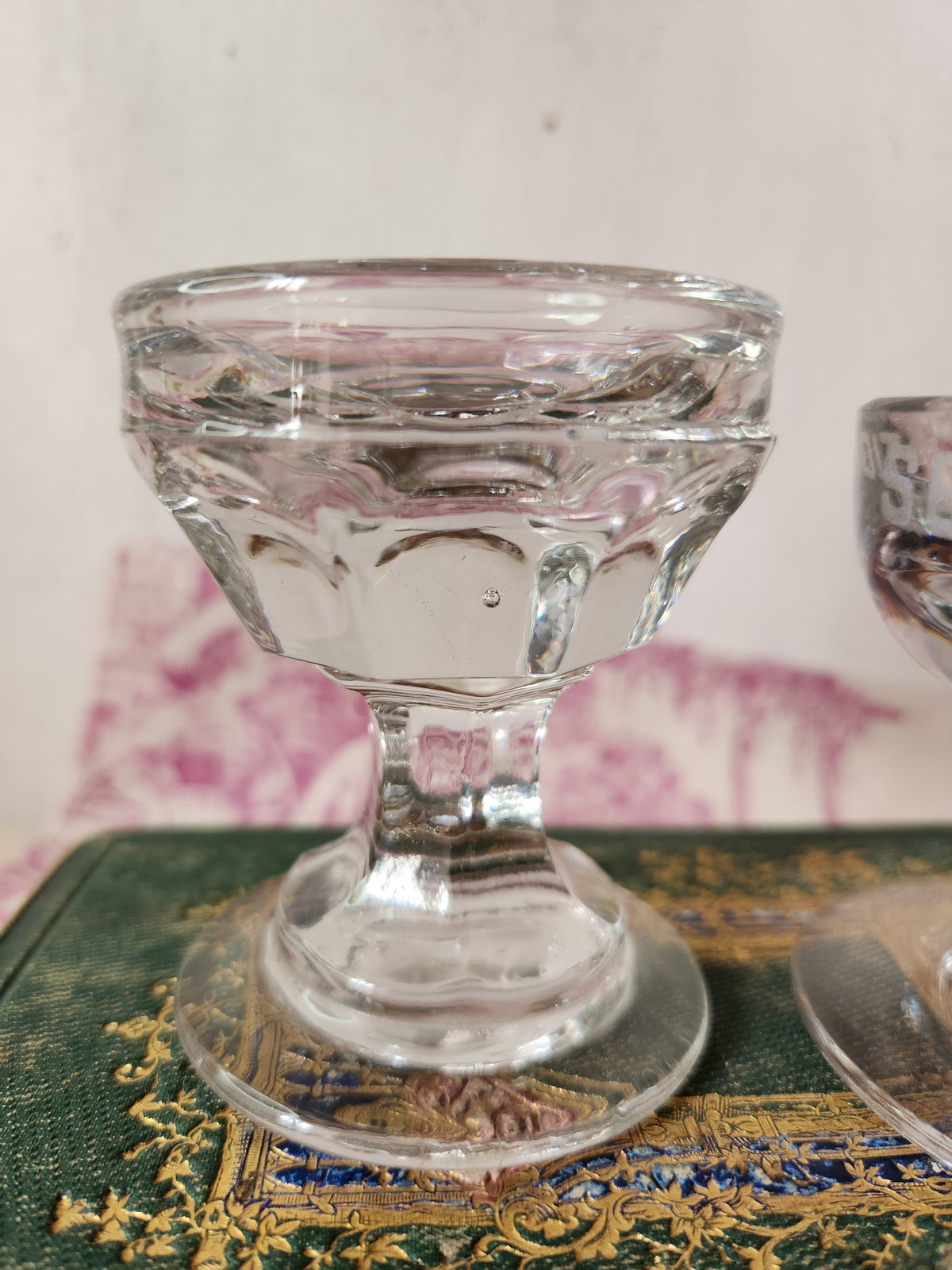 Antique Pair of Mismatched Shallow Penny Lick & Benoit Serres Alcohol Fruit Glass