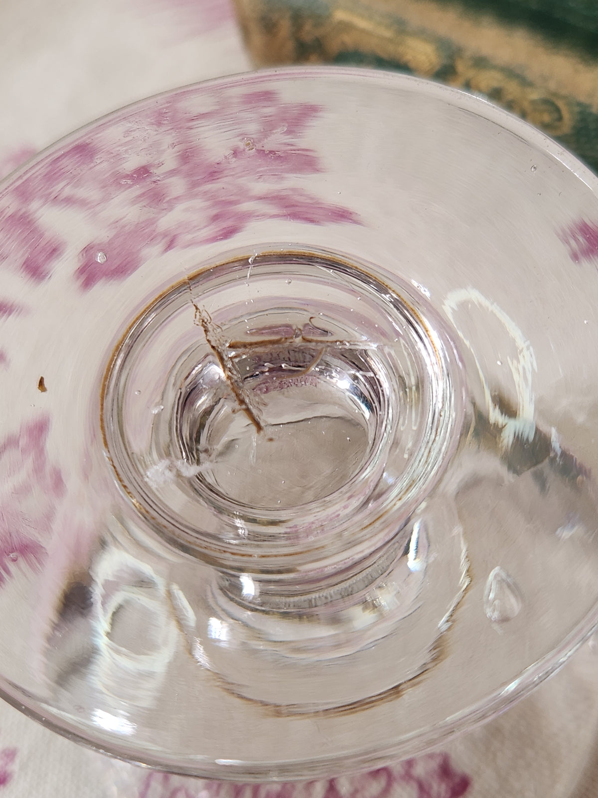 Antique Pair of Mismatched Shallow Penny Lick & Benoit Serres Alcohol Fruit Glass
