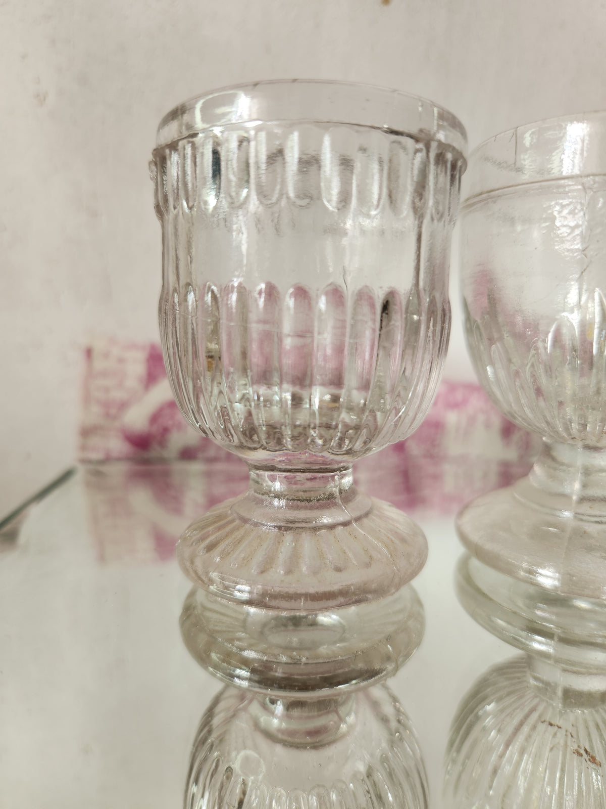 Antique 19th Century Mismatch Stem Cordial Glass - Bubble Glass