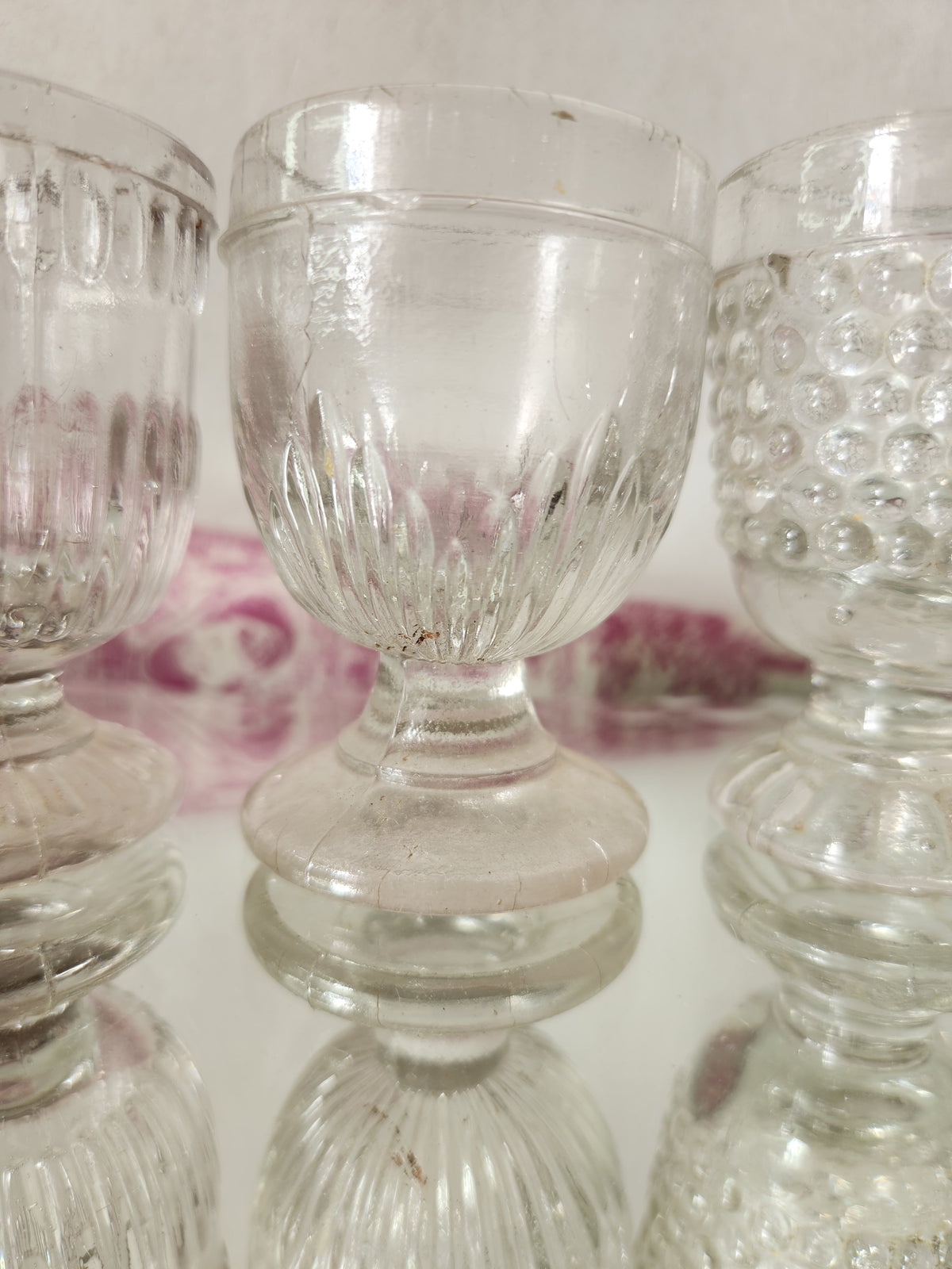 Antique 19th Century Mismatch Stem Cordial Glass - Bubble Glass