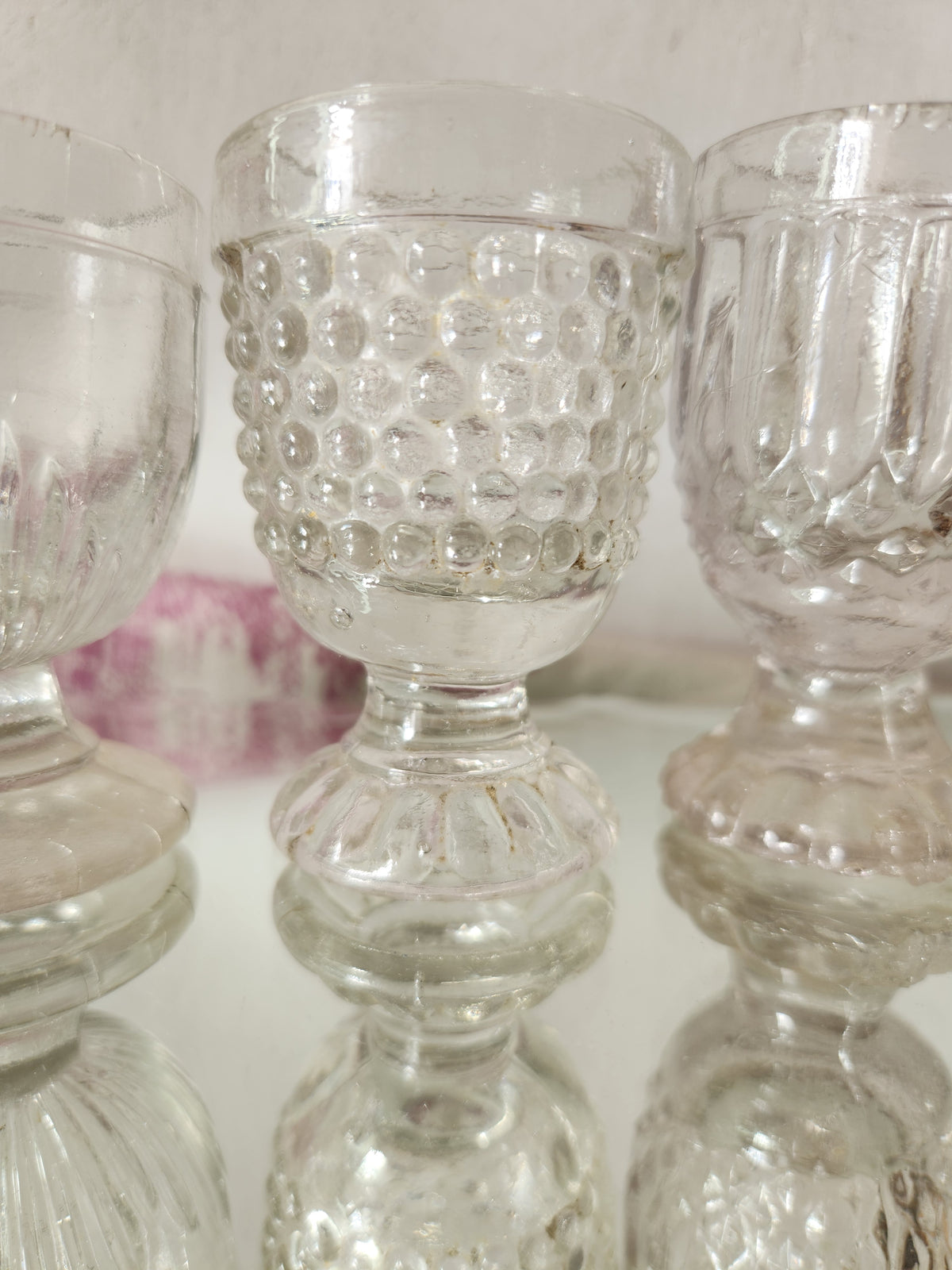 Antique 19th Century Mismatch Stem Cordial Glass - Bubble Glass