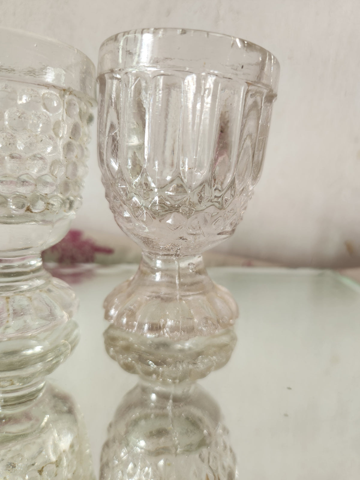 Antique 19th Century Mismatch Stem Cordial Glass - Bubble Glass