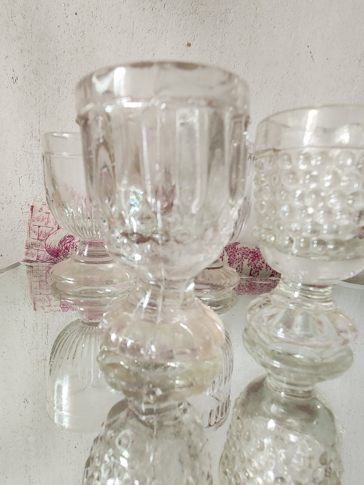 Antique 19th Century Mismatch Stem Cordial Glass - Bubble Glass