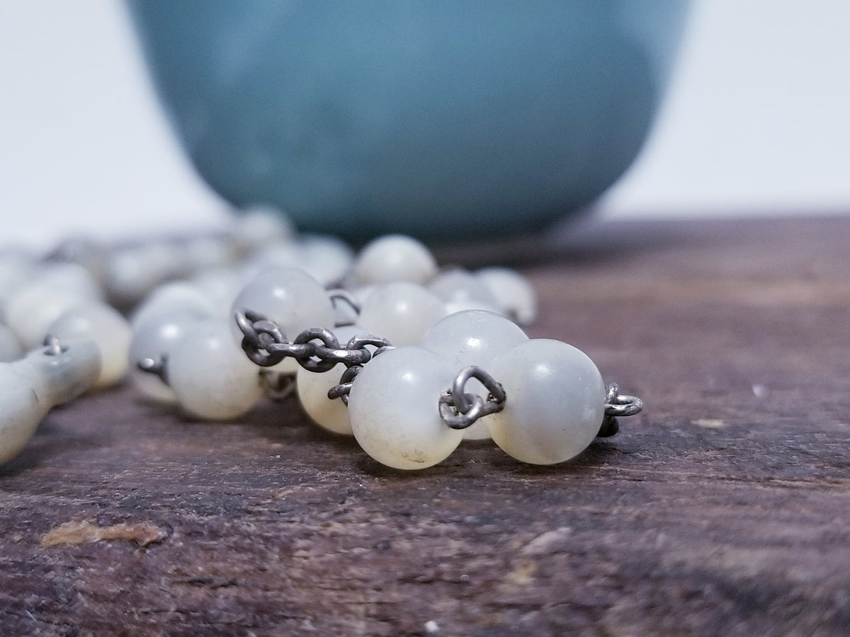 Vintage French Mother of Pearl Rosary, 1930s Chaplet