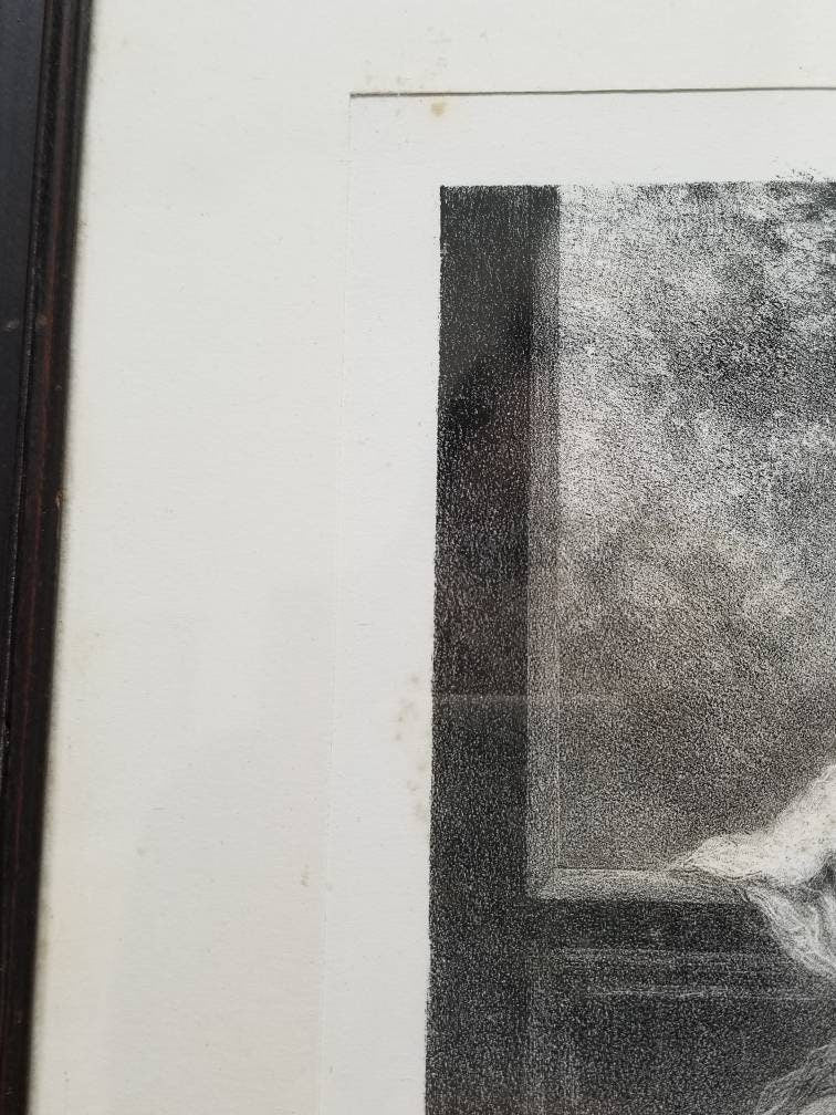 Antique 1800s Namouna Lithograph Print By A Jorel In a Black Wood Frame