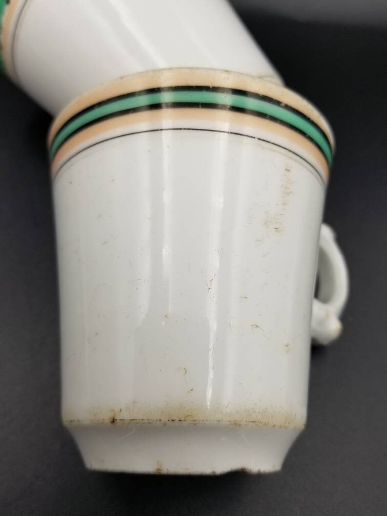 Antique Timeworn French Brulot Coffee Cups: Whiteware Espress 1800s Bistroware