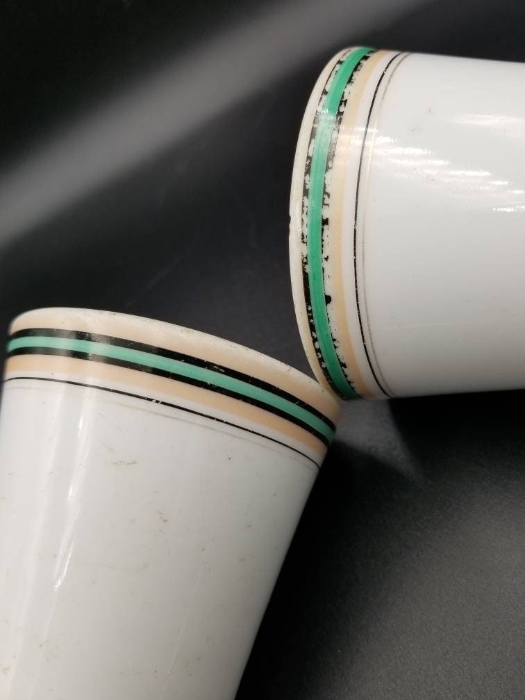 Antique Timeworn French Brulot Coffee Cups: Whiteware Espress 1800s Bistroware