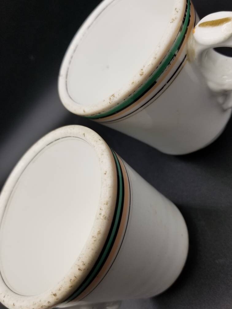 Antique Timeworn French Brulot Coffee Cups: Whiteware Espress 1800s Bistroware