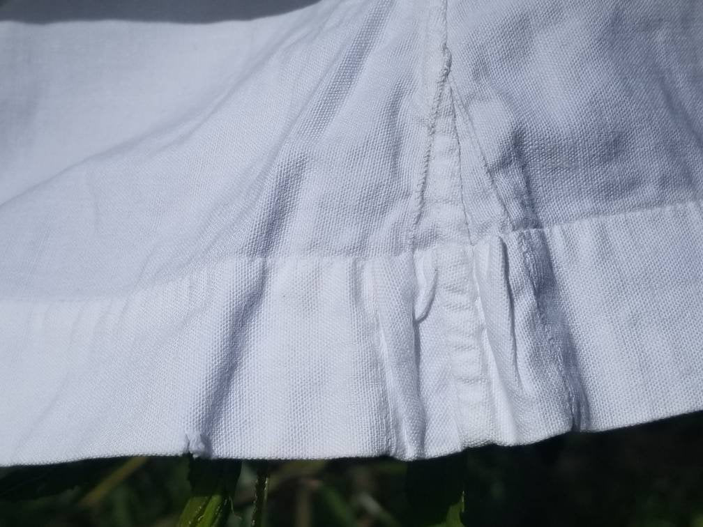 Antique French Handmade 1920s Linen Cotton Sleeveless Dress Monogram Initials GJ.