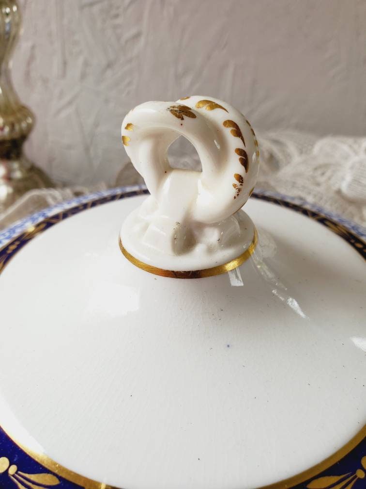 Antike Royal Worcester Butterglocke Blaue Lilie 1881