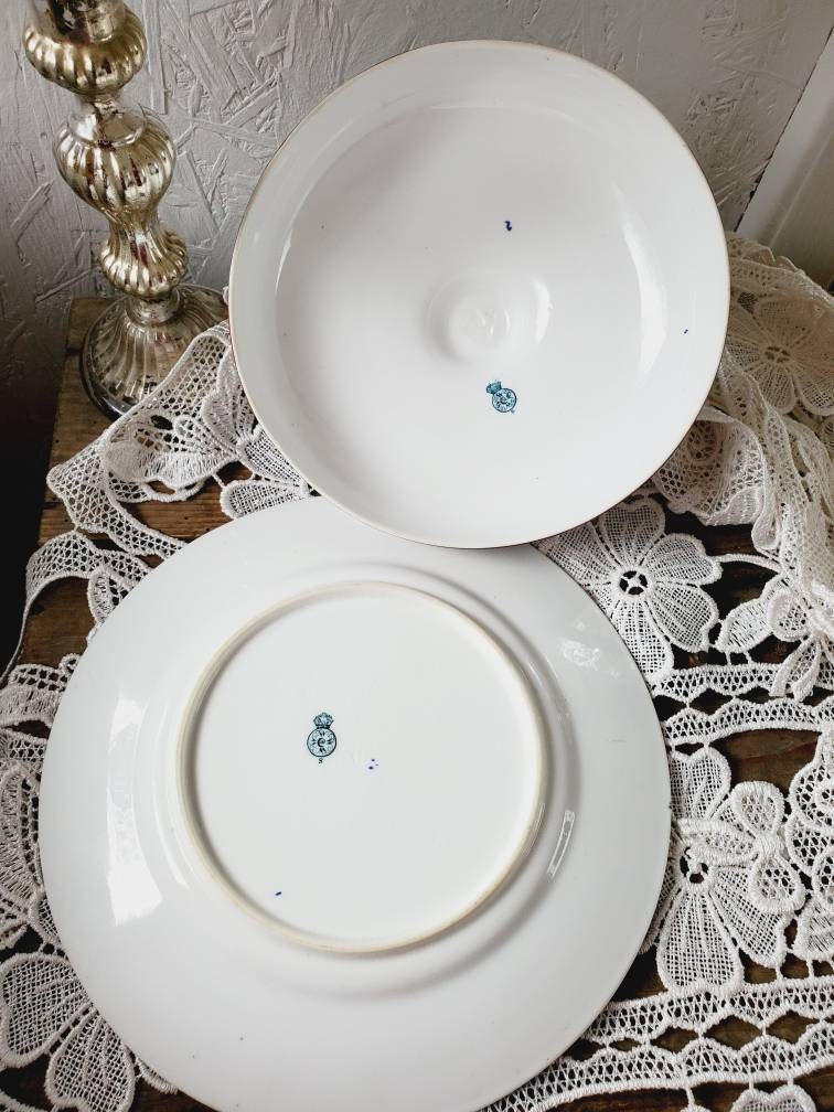 Antike Royal Worcester Butterglocke Blaue Lilie 1881